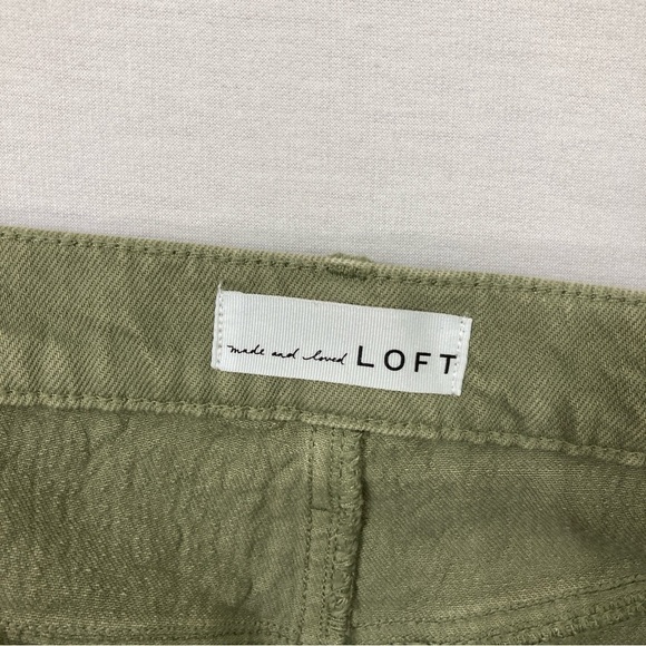 New LOFT Green High Rise The Straight Crop Frayed Hem Jeans size 10/30 - Picture 3 of 11